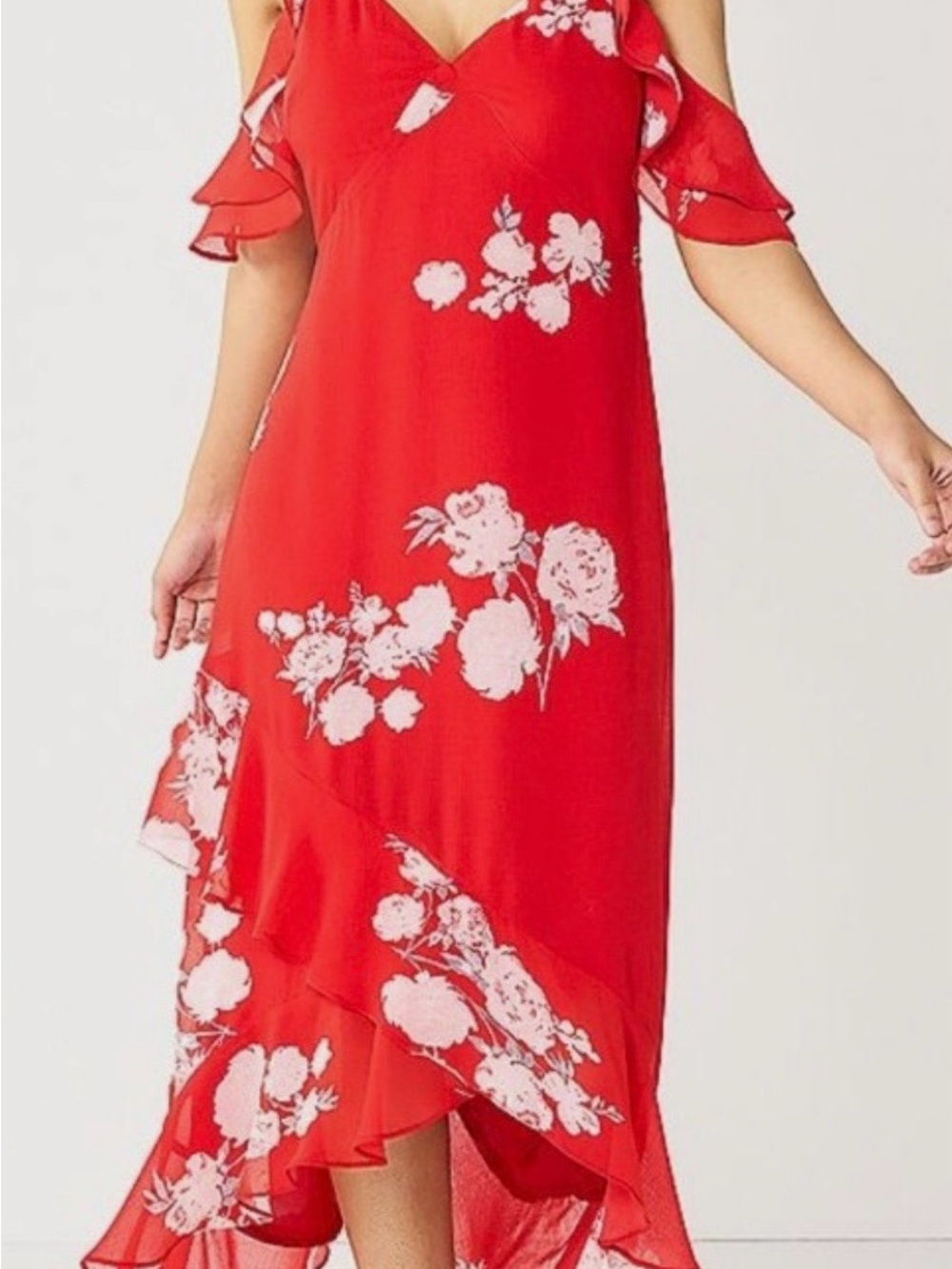 Speechless Red Floral Dress with White and Floral Print